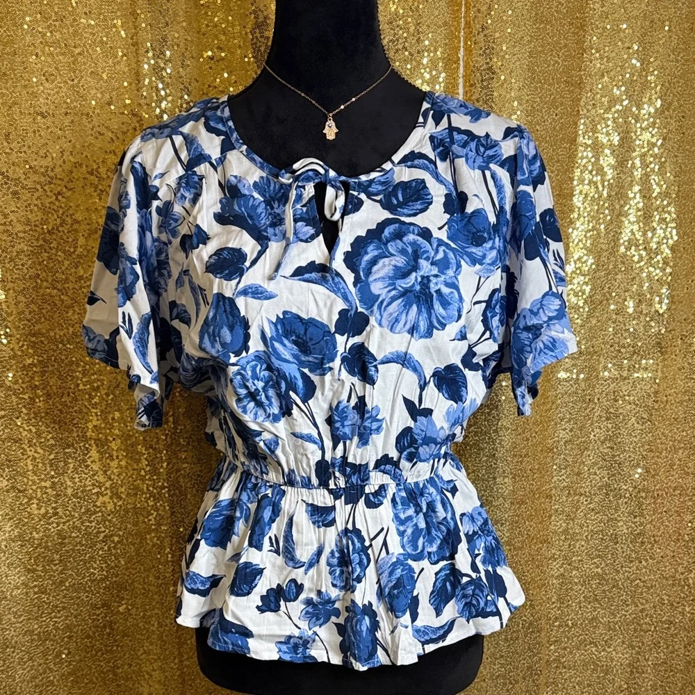Abercrombie & Fitch Blue Floral Blouse - Picture 1 of 7
